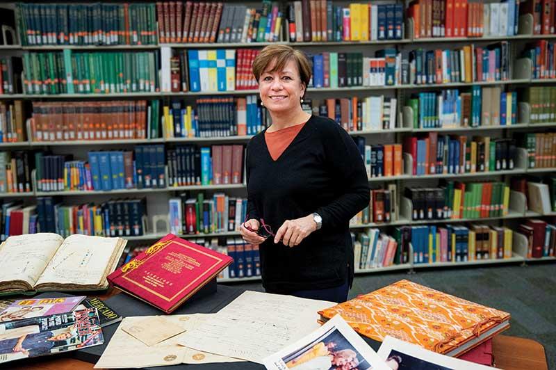 Hortensia Calvo is the Doris Stone Librarian and director of the Latin American Library. The library has recently acquired the Chamorro Barrios Family Papers and will make these documents of a prominent Nicaraguan family available to scholars later this year. (Photo by Sally Asher)