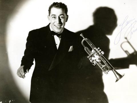 Louis Prima holding a trumpet, image credit: Louis Prima papers, Tulane University Special Collections